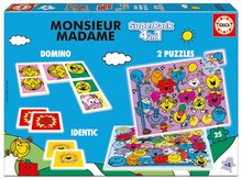 Superpack 4în1 Monsieur Madam Educa domino pexeso și 2 puzzle-uri cu 25 piese de la 3 ani