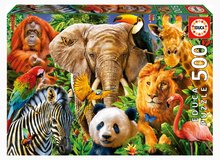 Puzzle Wild Animal Collage Educa 500 piese și lipici Fix