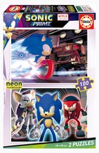 Puzzle Sonic Prime Educa 2x100 darabos világító 6 évtől