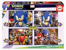 Puzzle Multi 4 Sonic Prime Educa 50-80-100-150 darabos világító 5 évetől
