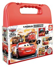 Puzzle Cars Disney Progressive Educa 12-16-20-25 piese în valiză de la 3 ani EDU19677