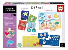 Náučná hra 3v1 Multi Educa Učíme sa abecedu čísla a ročné obdobia s obrázkami 149 dielov v španielčine od 3 rokov EDU19814