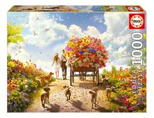 Puzzle Carrying Flowers Educa 1000 darabos és Fix ragasztó 11 évtől EDU19921