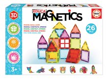 Építőjáték 3D mágneses kicsi Magnetics Building Tiles Educa 26 színes átlátszó elemek 3 évtől EDU20022