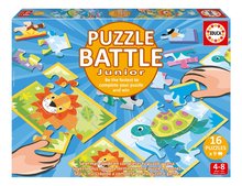 Puzzle Battle állatok Animals Junior Educa 16 fajta puzzle 144 darabos és 16 kártya ábrákkal 6 évtől EDU20116