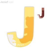 Dřevěné písmeno J ABCDeco Janod lepicí 9 cm od 3-6 let žluté/hnědé