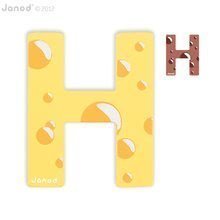 Drevené písmeno H ABCDeco Janod lepiace 9 cm žlté/hnedé od 3 rokov