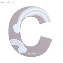 Drevené písmeno C ABCDeco Janod lepiace 9 cm sivé/hnedé od 3 rokov