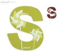  Drevené písmeno S ABCDeco Janod lepiace 9 cm od 3-6 rokov zelené/hnedé
