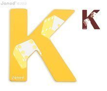 Drevené písmeno K ABCDeco Janod lepiace 10 cm žlté/hnedé od 3 rokov
