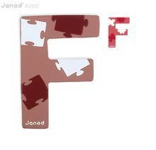 Drevené písmeno F ABCDeco Janod lepiace 9 cm hnedé/červené od 3 rokov