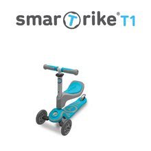 Kolobežka a odrážadlo T1 smarTrike 3v1 s T-lock systémom, nastaviteľným sedadlom a rúčkou šedo-modrá od 15 mes