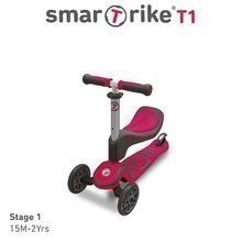 Roller és bébitaxi T1 smarTrike 3in1 T-lock rendszerrel, állítható üléssel és kormánnyal 15 hónapos kortól szürkés-rózsaszín