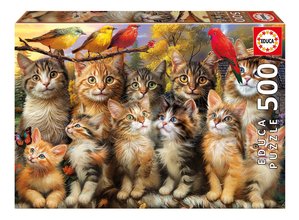 Puzzle Kittens and Birds Educa 500 dielov a Fix lepidlo
