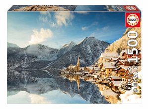 Puzzle Winter in Hallstatt Educa 1500 dielov a Fix lepidlo od 11 rokov EDU20284