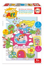 Maľovanie podľa čísiel Fantázia Magic Art Number Fantasy Educa 2 obrázky s rámikom a 9 farieb so štetcom a paletou od 6 rokov