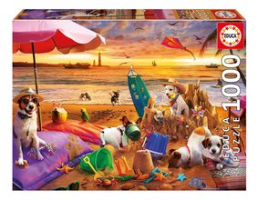 Puzzle Dogs Playing on the Beach Educa 1000 dielov a Fix lepidlo