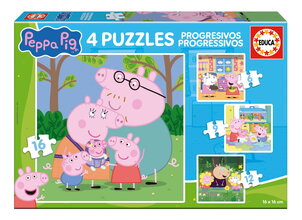 Puzzle Peppa Pig Progressive Educa progresívne 6-9-12-16 dielov