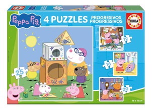 Puzzle Peppa Pig Progressive Educa progresívne 12-16-20-25 dielov