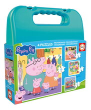Puzzle v kufríku Peppa Pig Progressive Educa progresívne 6-9-12-16 dielikov
