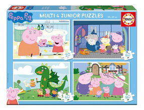 Puzzle Peppa Pig Multi 4 Junior Educa progresívne 20-40-60-80 dielikov od 4 rokov