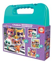 Puzzle v kufríku Super Kitties Disney Educa progresívne 12-16-20-25 dielov
