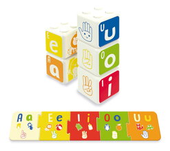 Didaktikus kockák magánhangzókkal Vowels Educubes Baby Games Educa egymásra pakolható 24 hó-tól EDU20412