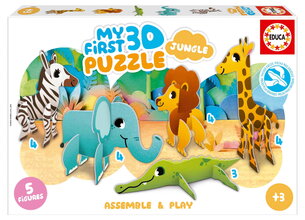 Puzzle legkisebbeknek Jungle My First 3D Puzzle Kids Educa 5 dzsungel állatka modell