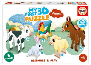 Puzzle legkisebbeknek Farm My First 3D Puzzle Kids Educa 5 tanyasi állatka modell