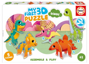 Puzzle legkisebbeknek Dinos My First 3D Puzzle Kids Educa 5 dínó modell 3 évtől