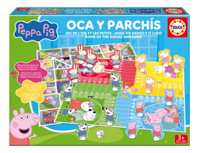 Társasjáték Peppa Pig Parchesi & Goose Educa 2-4 játékosnak spanyol angol francia és portugál nyelveken 3 évtől EDU20437