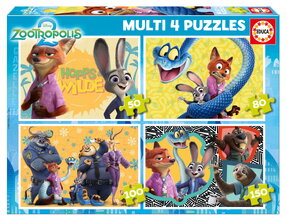 Puzzle Multi 4 Zootopia Educa 50-80-100-150 darabos 5 évtől