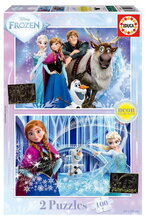 Puzzle Frozen Neon Educa 2x100 darabos világító 6 évtől