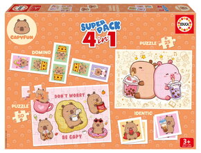 Superpack 4in1 Capyfun Educa domino pexeso és puzzle 25 és 50 darabos
