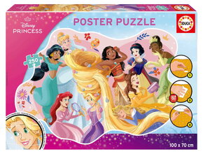 Puzzle Disney Princess Poster Educa 250 darabos és Fix ragasztó 8 évtől