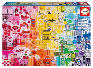 Puzzle Colourful Collage Educa 500 darabos és Fix ragasztó