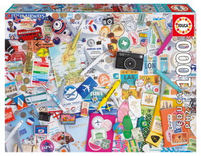 Puzzle Travel Collage Educa 1000 darabos és Fix ragasztó