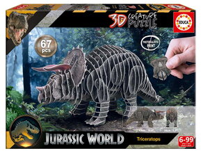 Puzzle dinosaurus Triceratops 3D Creature Puzzle Educa dĺžka 43 cm 67 dielov od 6 rokov EDU20718
