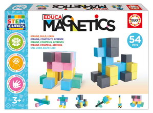 Mágneses építőjáték Kockák Magnetics Stem Cubes Educa 54 színes elem
