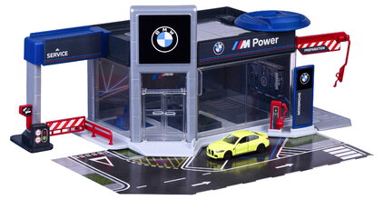 Garáž s predvádzacou platformou BMW Showroom Majorette s kovovým modelom autíčka 1:64 od 5 rokov
