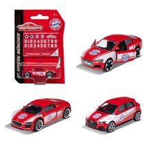 Mașinuță FC Bayern Premium Majorette din metal cu suspensie și autocolante 7,5 cm lungime 6 modele diferite