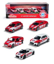 Mașinuțe FC Bayern Majorette din metal cu suspensie și autocolante set de 5 modele în ambalaj cadou