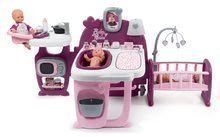 Babacenter játékbabának Violette Baby Nurse Large Doll's Play Center Smoby háromrészes 23 kiegészítővel (konyhácska, fürdőszoba, hálószoba)