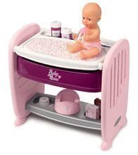 Postýlka k posteli s pultem na přebalování Violette Baby Nurse 2v1 Smoby 3 pozice s 8 doplňky od 24 měsíců