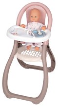 Scaun de masă Highchair Natur D'Amour Baby Nurse Smoby cu 2 accesorii pentru păpușă de 42 cm de la 18 luni