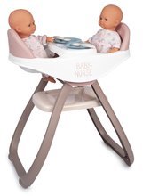 Scaun de masă pentru gemene Twin Highchair 2in1 Natur D'Amour Baby Nurse Smoby pentru păpușă de 42 cm cu 4 accesorii de la 24 luni