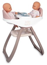 Jedálenská stolička pre dvojičky Twin Highchair 2in1 Natur D'Amour Baby Nurse Smoby pre 42 cm bábiky so 4 doplnkami od 24 mes