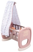 Leagăn cu baldachin textil Cradle Natur D'Amour Baby Nurse Smoby pentru păpușă de 42 cm de la 18 luni