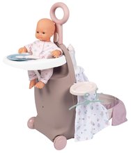 Valiză de înfășat pe roți Suitcase 3in1 Natur D'Amour Baby Nurse Smoby cu pătuț și scaun de masă 6 accesorii de la 18 luni