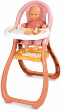 Etetőszék színes karikákkal Highchair Soft Baby Nurse Smoby kanállal és tányérral 42 cm játék babának 18 hó-tól